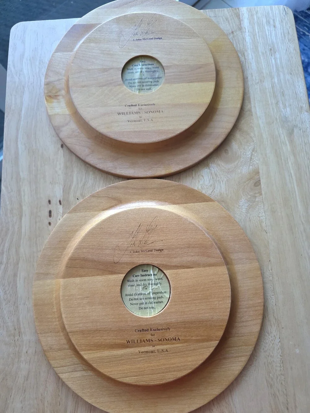 Vintage Williams Sonoma John McLeod Wooden Plates Set 2